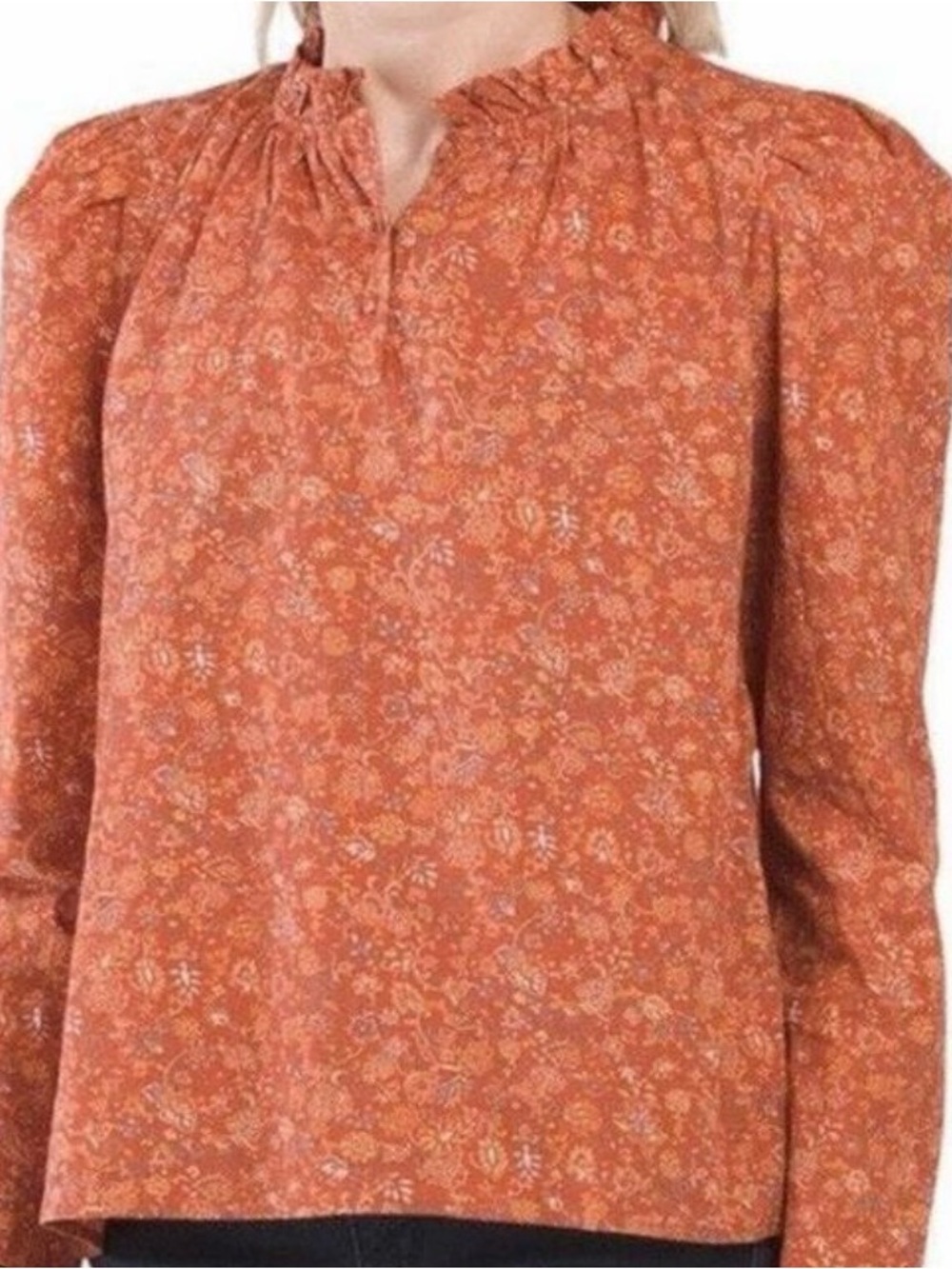 House of Harlow 1960 Rust Floral Long-Sleeve Peasant Top